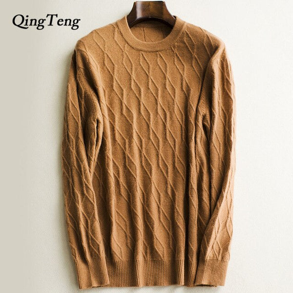 100 Cashmere Real Men's Sweaters Autumn Male Black Gray Sexy Slim Fit Knitted Pullovers Solid Color Casual Sweaters Knitwear