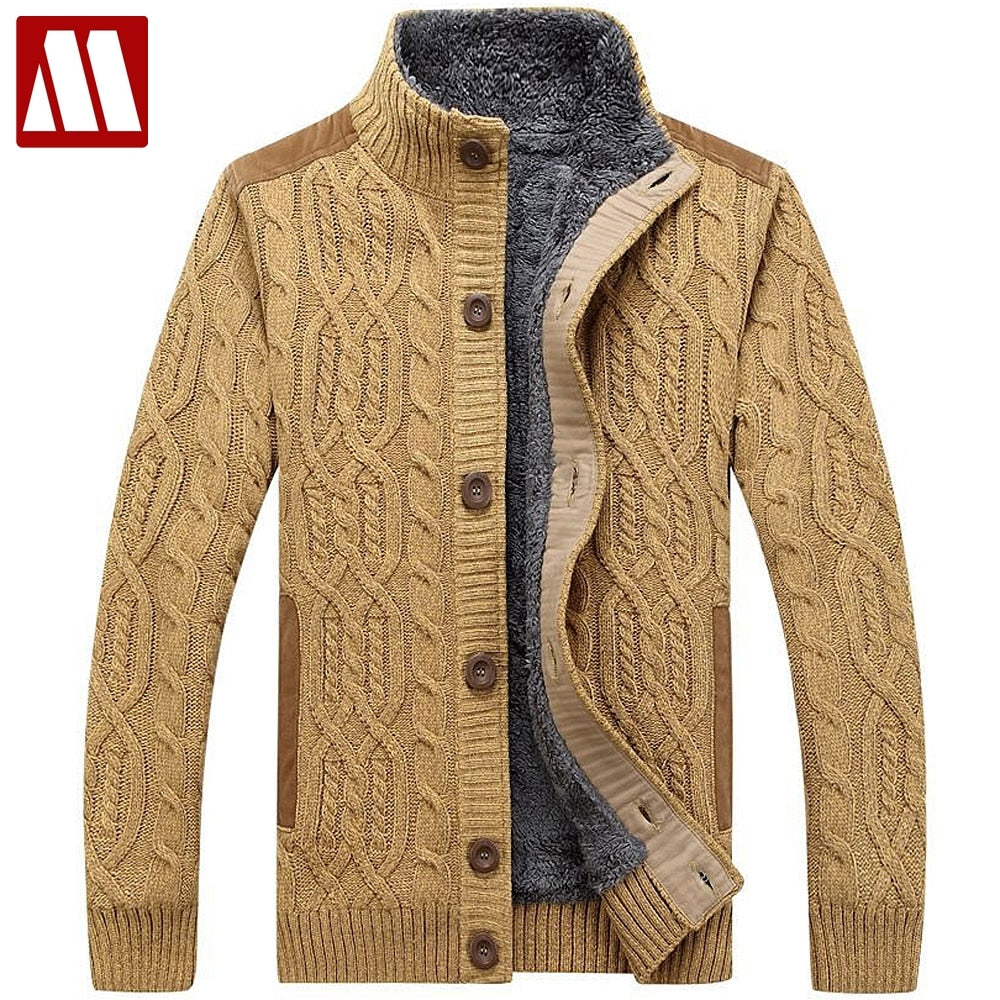 Winter Sweaters Man Turtle neck Thick Warm Sweater Wool Fleece Sweatercoat Men Cardigan Coats Single Breasted Sueter Hombre 3XL
