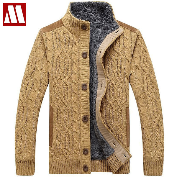 Winter Sweaters Man Turtle neck Thick Warm Sweater Wool Fleece Sweatercoat Men Cardigan Coats Single Breasted Sueter Hombre 3XL