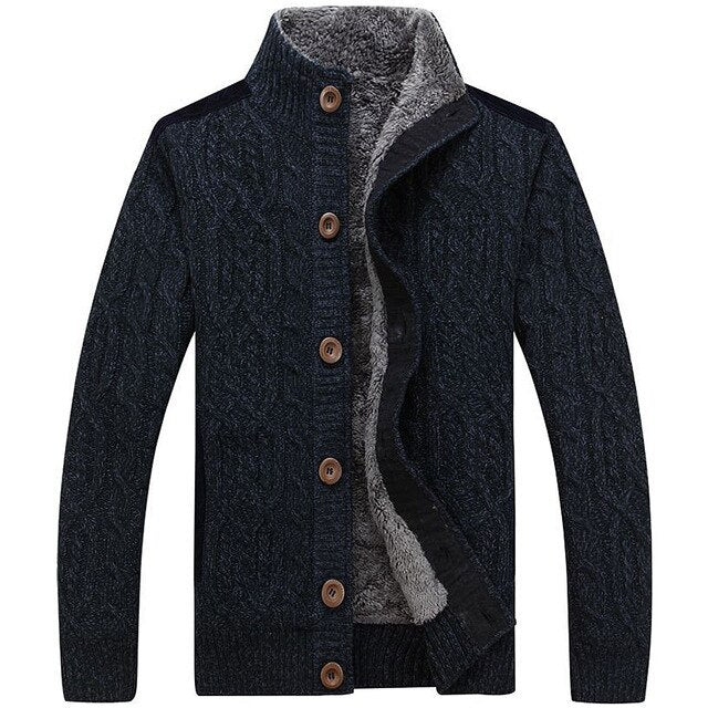 Winter Sweaters Man Turtle neck Thick Warm Sweater Wool Fleece Sweatercoat Men Cardigan Coats Single Breasted Sueter Hombre 3XL