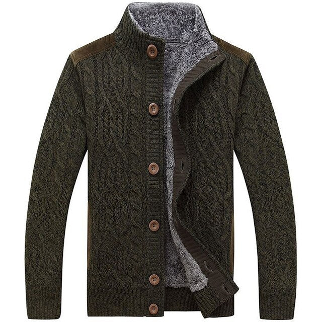 Winter Sweaters Man Turtle neck Thick Warm Sweater Wool Fleece Sweatercoat Men Cardigan Coats Single Breasted Sueter Hombre 3XL
