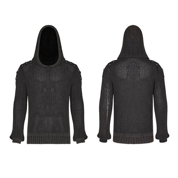 PUNK RAVE Men Punk Rock Black Sweaters Decadent Steampunk Retro Design Sweater Male Fashion Streetwear Pullovers