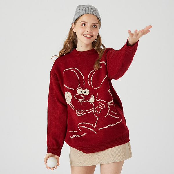 Mickey Mouse Jacquard Hip Hop Sweaters Women Men O-neck Fashion Casual Women’s Sweater Knitted Pullovers