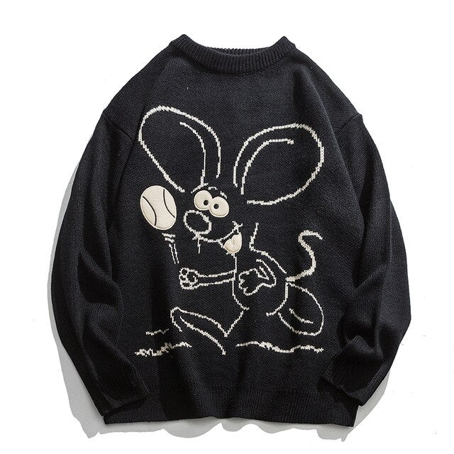 Mickey Mouse Jacquard Hip Hop Sweaters Women Men O-neck Fashion Casual Women’s Sweater Knitted Pullovers