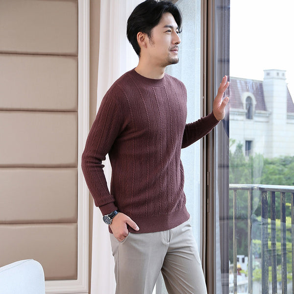 Real Cashmere 100 Men Sweaters Winter Warm Wool Knitted Jumpers Man Thick Oneck Pullover Male Woolen Knitwear High Soft