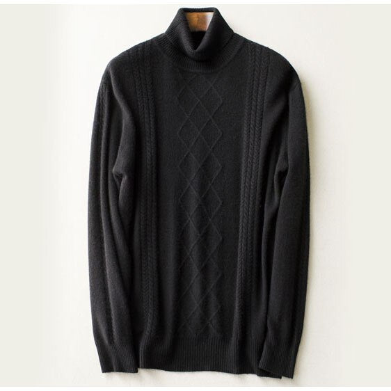 Cashmere 100 Real Turtleneck Brand Mens Sweaters Winter High Warm Sweater Men Slim Fit Pullover Knitwear Male Double Collar