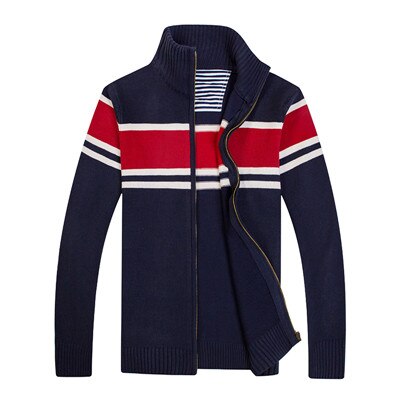 Spring Cardigan Men Fashion Striped Autumn Sweater Men M-XXXL Warm Knitted Wear Turtleneck Men Full Sleeve Mens Sweatercoat