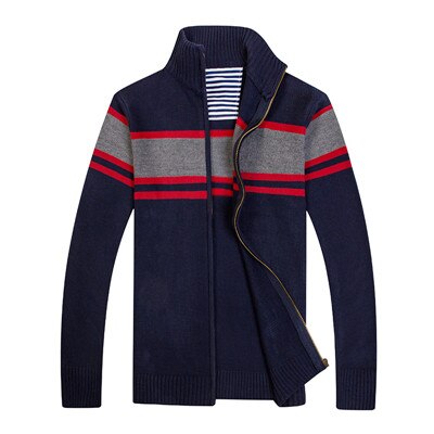 Spring Cardigan Men Fashion Striped Autumn Sweater Men M-XXXL Warm Knitted Wear Turtleneck Men Full Sleeve Mens Sweatercoat