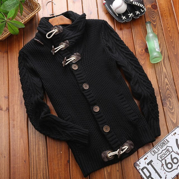 EWQ / 2019 New Fashion Autumn Winter Casual Turtle Neck Men Sweater High Street Vintage Loose Knitting Keep Warm Cardigan 9A092
