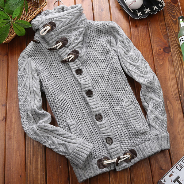 EWQ / 2019 New Fashion Autumn Winter Casual Turtle Neck Men Sweater High Street Vintage Loose Knitting Keep Warm Cardigan 9A092