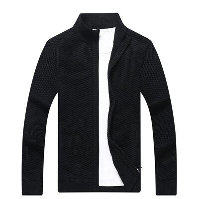Autumn New Sweater Men Fashion Stand Collar Cardigan Men Solid Color Jacquard Men Sweater M-XXXL Warm Knitted Wear