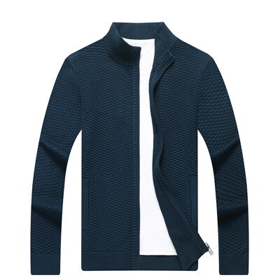 Autumn New Sweater Men Fashion Stand Collar Cardigan Men Solid Color Jacquard Men Sweater M-XXXL Warm Knitted Wear