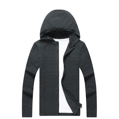 New Arrival Autumn Cardigan Men Fashion Hooded Collar Slim Fit Mens Sweaters Solid Color Men Cardigan Hombre