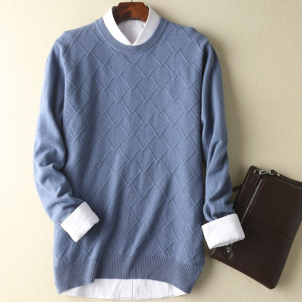 2019 autumn and winter new men's 100% pure sweater youth casual round neck knit sweater cashmere sweater loose