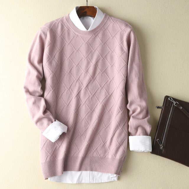 2019 autumn and winter new men's 100% pure sweater youth casual round neck knit sweater cashmere sweater loose