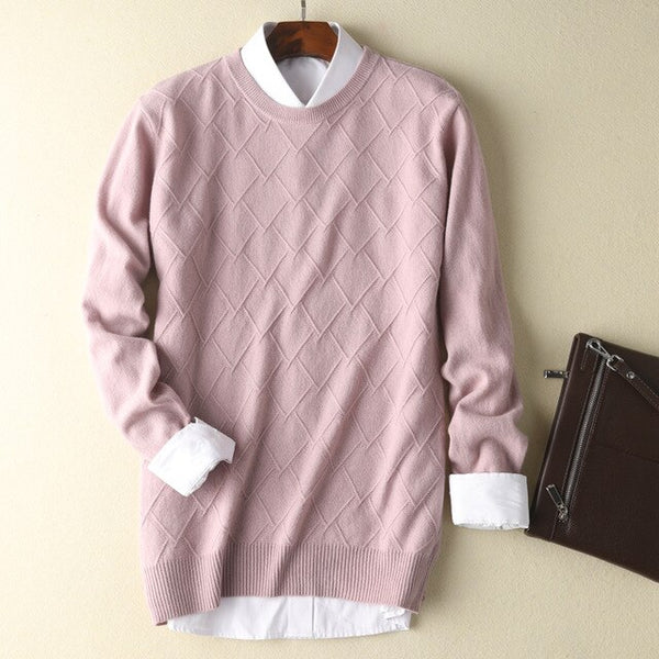 2019 autumn and winter new men's 100% pure sweater youth casual round neck knit sweater cashmere sweater loose