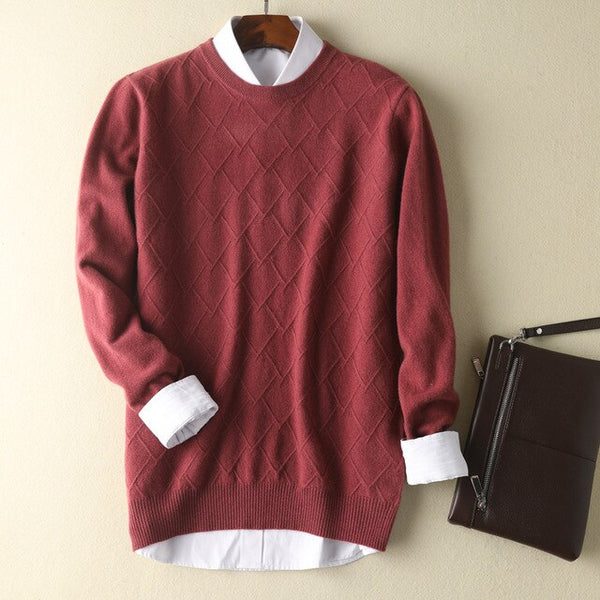 2019 autumn and winter new men's 100% pure sweater youth casual round neck knit sweater cashmere sweater loose