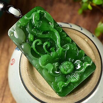 Fine Green Natural Stone Pendants Flower Pendant Necklace Lucky For Women Men Gift Sweater Chain Necklace Noble Fashion Jewelry