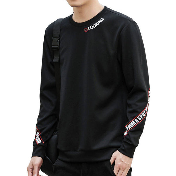 Autumn new men's jacket tide brand men's personality boys fashion casual round neck bottoming long sleeve sweater