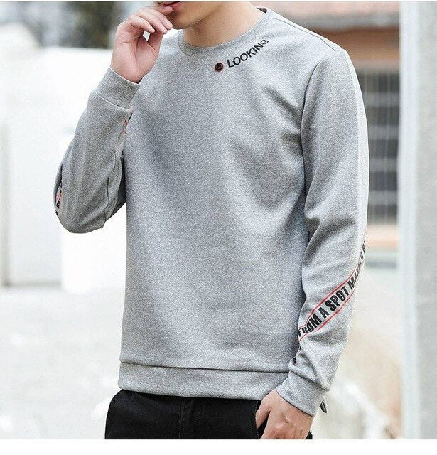 Autumn new men's jacket tide brand men's personality boys fashion casual round neck bottoming long sleeve sweater