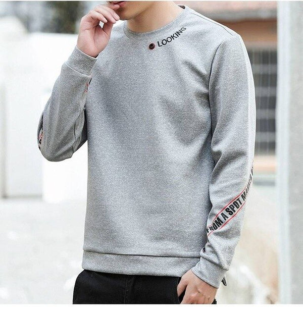 Autumn new men's jacket tide brand men's personality boys fashion casual round neck bottoming long sleeve sweater