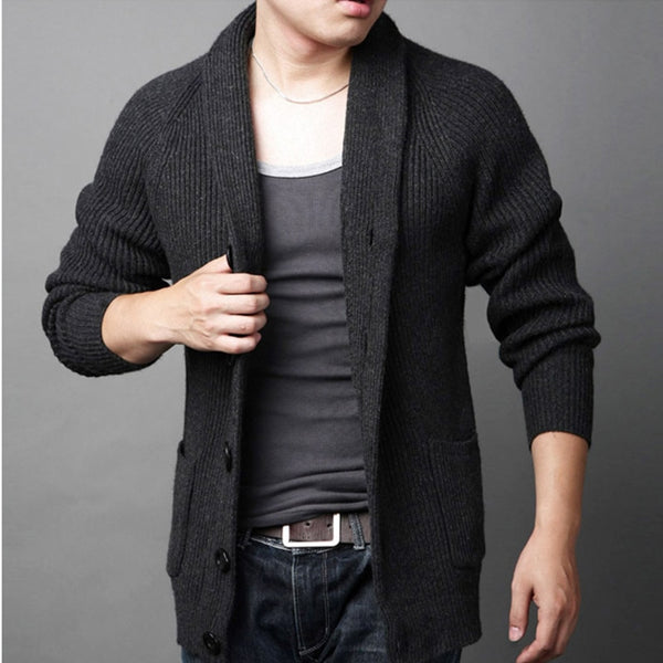 Spring and Autumn Korean Men's Cardigan Lapel Cardigan Middle-aged Sweater Men's Knitwear Casual Trend