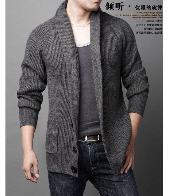 Spring and Autumn Korean Men's Cardigan Lapel Cardigan Middle-aged Sweater Men's Knitwear Casual Trend