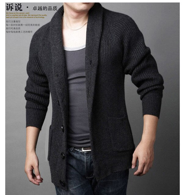 Spring and Autumn Korean Men's Cardigan Lapel Cardigan Middle-aged Sweater Men's Knitwear Casual Trend
