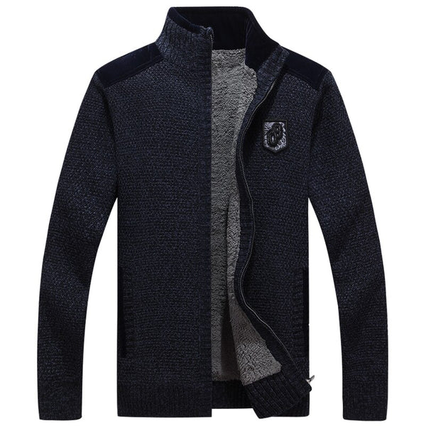 Men sweater thick zipper 2019 new winter male plus velvet thermal sweater teenage boys knitted cardigan coat Korean style M33