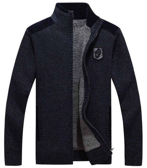 Men sweater thick zipper 2019 new winter male plus velvet thermal sweater teenage boys knitted cardigan coat Korean style M33
