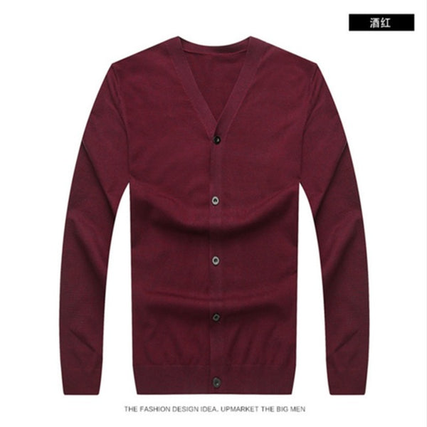 8XL 7XL 6XL Autumn Men Sweater Casual Button V-neck Sweaters Long Sleeve Cotton Knit Cardigan Slim Fit Pull Homme Multicolor