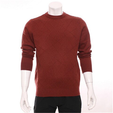 new arrival 100%goat cashmere cross grain knit men fashion solid o-neck pullover sweater dark red 2color S-2XL