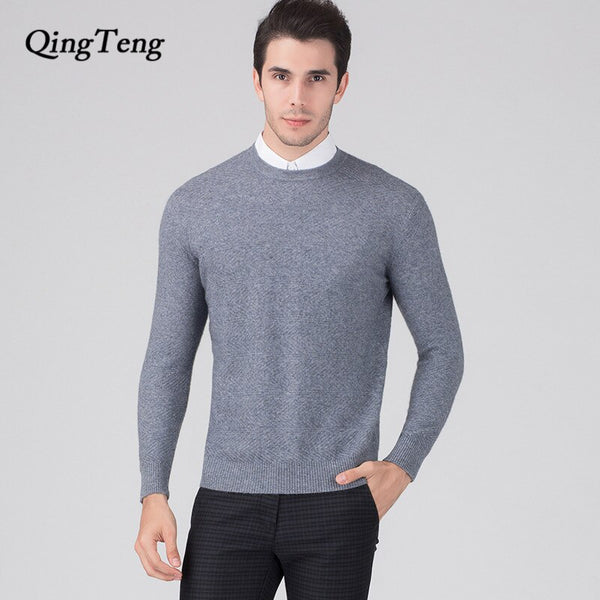 100% Cashmere Sweater Man wool Knitted Winter Warm Pullovers V-neck Long Sleeve Standard Sweaters Male Jumper 8 Colors Tops