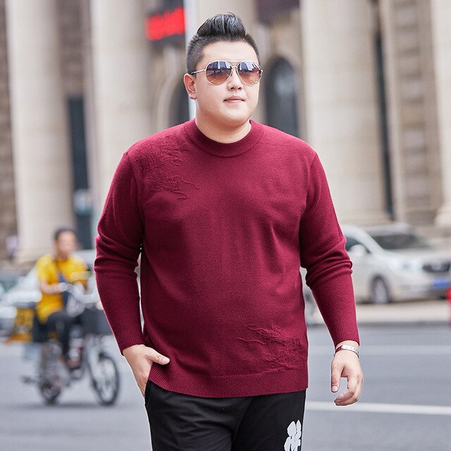 Men's Round Neck Sweater Low Collar Large Elastic Long Sleeve Bottoming Sweater Outdoor Sport Sweater Spring Autumn Male Clothes
