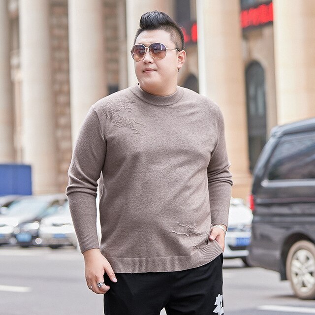 Men's Round Neck Sweater Low Collar Large Elastic Long Sleeve Bottoming Sweater Outdoor Sport Sweater Spring Autumn Male Clothes
