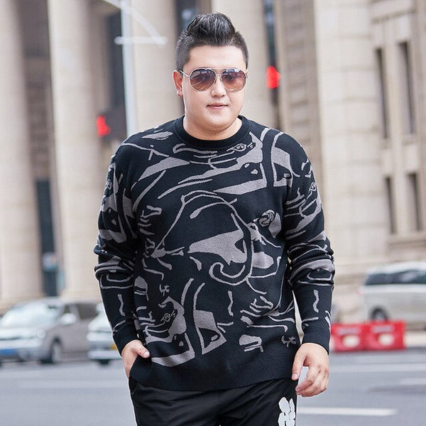 Youth Sweater Men's Fashion plus size 8XL 7XL Long-Sleeve 0-Neck Sweater Men's Slim Business Casual Large Size Pullover Sweater