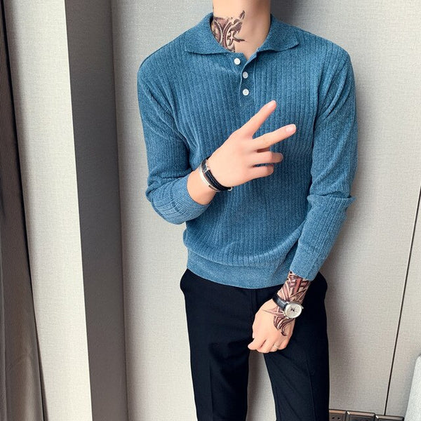 British Style Pullover Sweater Men Fashion Loose Solid Chenille Mens Casual Sweaters Long Sleeve Knitted Pull Homme 2019 3XL-M