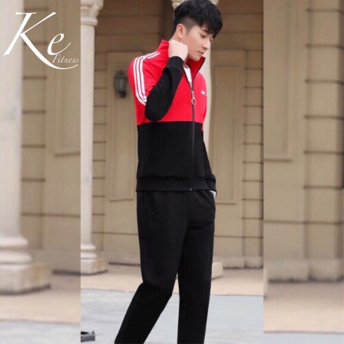 KE red tracksuit 3 piece thin sportswear large plus big size fitness men women sport set sweater wear suit couples autumn