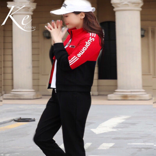 KE red tracksuit 3 piece thin sportswear large plus big size fitness men women sport set sweater wear suit couples autumn