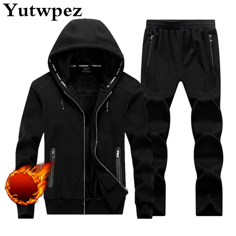Winter Men Tracksuit Large Size Sweater Suit Male Hooded Fleece With Thickened Kid Size Big Yards Male Adolescent Set Men L-8XL