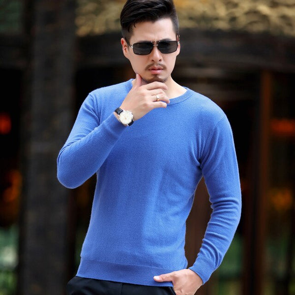 Real Cashmere 100 Pure Sweater Men Slim Men's Pullover Youth Korean Style Round Neck Knitted Jacket Male Wholesale Wool Top