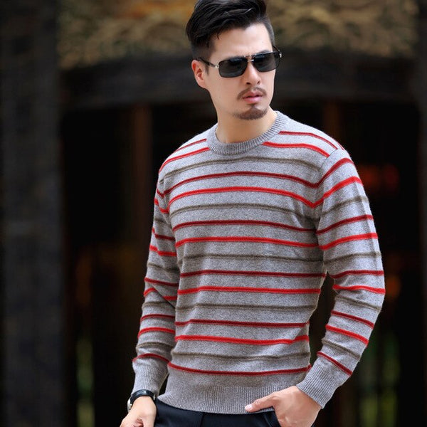 Real Cashmere 100 Pure Sweater Men Slim Men's Pullover Youth Korean Style Round Neck Knitted Jacket Male Wholesale Wool Top