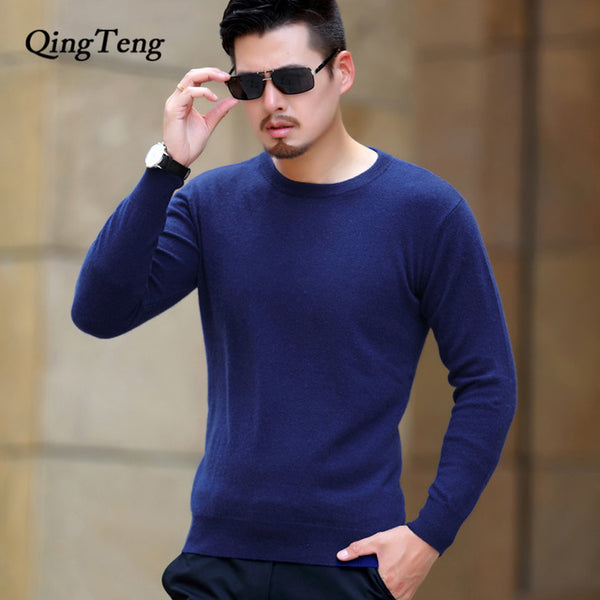 Real Cashmere 100 Pure Sweater Men Slim Men's Pullover Youth Korean Style Round Neck Knitted Jacket Male Wholesale Wool Top