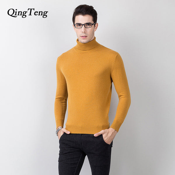 100% Cashmere Real Autumn Winter Sweater Men Fashion Casual Slim Fit Warm Winter Knitted Pullovers Breathable Top Clothing Wool