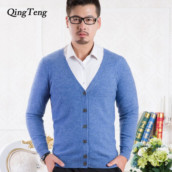 Pure Cashmere 100 Goat Sweater For Men Youth Korean Style Cardigan Male Wholesale Slim Wool Knitted Jacket Male Clothing Top
