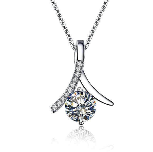 THREEMAN Vintage Figure Shape 1CT Solid White Gold Synthetic Diamonds Pendant Necklace Best Wedding Pendant Sweater Anniversary
