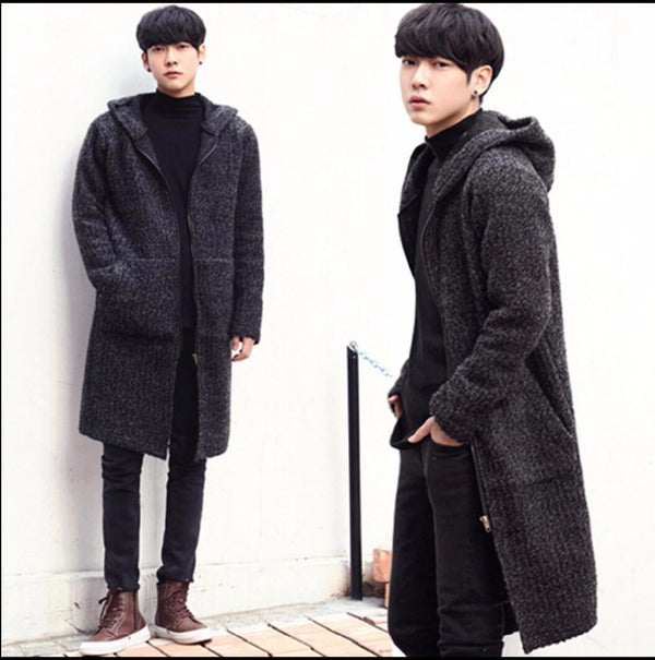 M-5XL Autumn and winter men cardigan sweater long outerwear plus size sweater male Hooded Sueter Knit Sweater Jersey Sudaderas