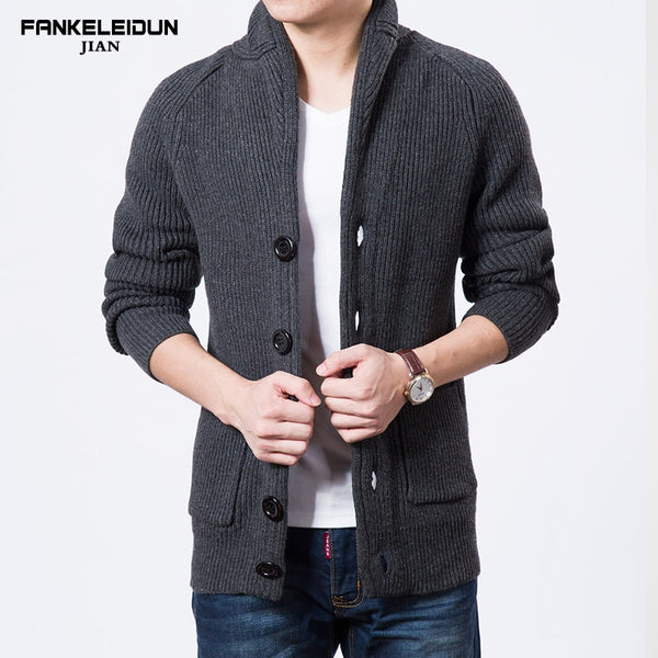 Men's winter sweater outerwear fashion men solid color sweaters slim men's clothing cardigan Sweaters 8812
