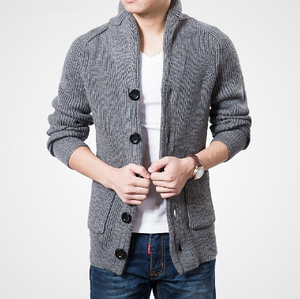 Men's winter sweater outerwear fashion men solid color sweaters slim men's clothing cardigan Sweaters 8812