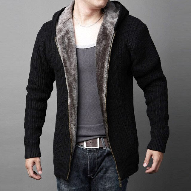 2017 Mens Cardigan Sweater Masculino Winter Thick Warm Sweater Men Wool Sweaters Cashmere Men's Hooded Loose Casual Coats 5XL